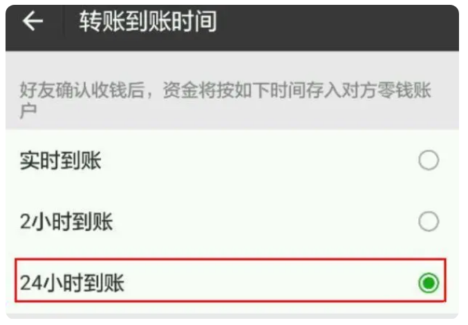 郸城苹果手机维修分享iPhone微信转账24小时到账设置方法 