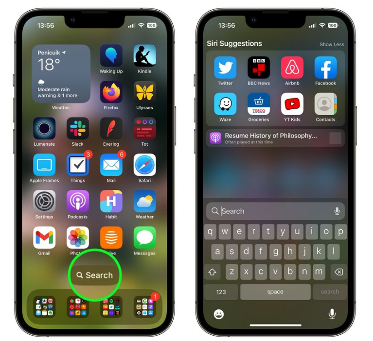 郸城苹果手机维修分享升级到 iOS 16 后，如何删除主屏幕上的搜索按钮 