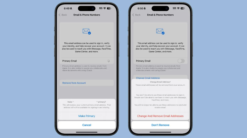 郸城苹果手机维修分享苹果 iOS 18.1 支持设置“主要”邮箱地址并更改 iCloud 邮箱 